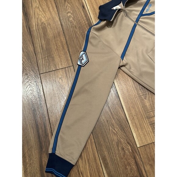 Vintage Y2K Volcom Track Jacket Mens Medium Tan Blue Full Zip Cyber Grunge - Picture 3 of 5